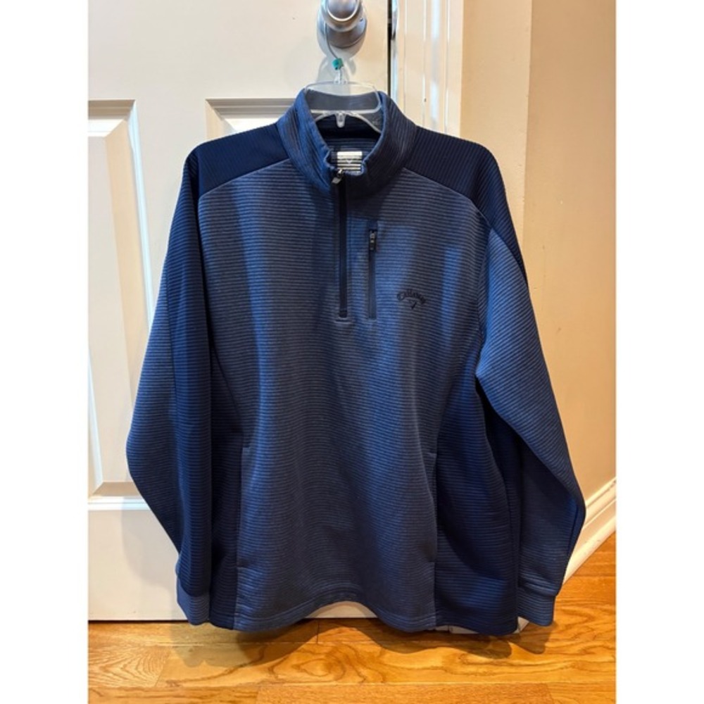 Callaway Mens Golf‎ 1/4 Zip Long Sleeve Pullover Shirt Top Blue Size Large